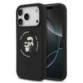 iPhone 17 Pro Karl Lagerfeld Karl and Choupette Flüssigkeit Silikon MagSafe Hülle - schwarz
