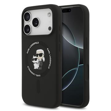 iPhone 17 Pro Karl Lagerfeld Karl and Choupette Flüssigkeit Silikon MagSafe Hülle - schwarz