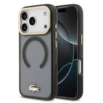 iPhone 17 Pro Lacoste Frosted Finish Gold Logo Hybrid Hülle - MagSafe-kompatibel - Schwarz
