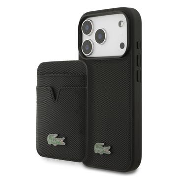 iPhone 17 Pro Lacoste Iconic Petit Pique MagSafe Hülle & Magnetische Kartenhalter - Schwarz