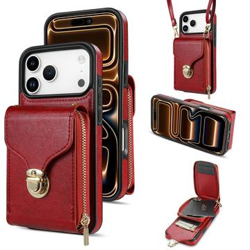 iPhone 17 Pro Max Alles-in-einem-Hülle mit Brieftasche und Armband - Rot