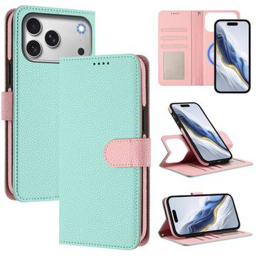 iPhone 17 Pro Max Abnehmbare Wallet Hülle mit MagSafe, RFID Schutz und Handschlaufe - Mint / Rosa