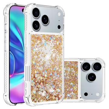 iPhone 17 Pro Max Glitter Quicksand TPU Hülle - Goldene Herzen