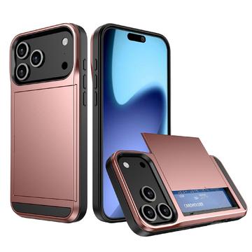 iPhone 17 Pro Max Hybrid-Hülle mit Verschiebbarem Kartensteckplatz - Roségold