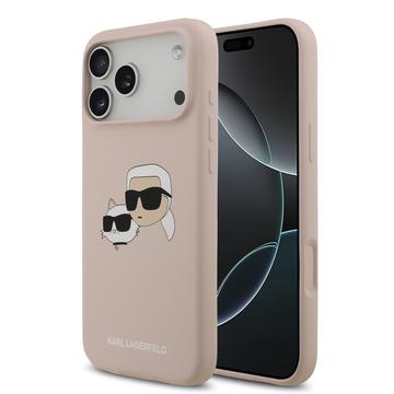 iPhone 17 Pro Max Karl Lagerfeld Double Heads MagSafe Flüssiges Silikongehülle - rosa