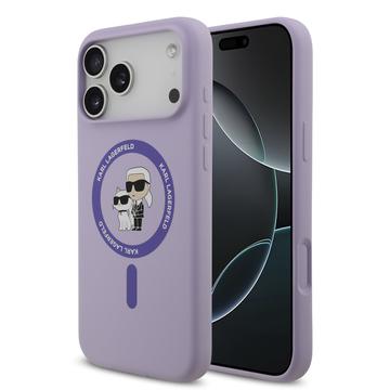 iPhone 17 Pro Max Karl Lagerfeld Karl and Choupette Flüssigkeit Silikon MagSafe Hülle - Purpur