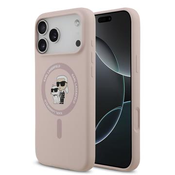 iPhone 17 Pro Max Karl Lagerfeld Karl and Choupette Flüssigkeit Silikon MagSafe Hülle - Rosa