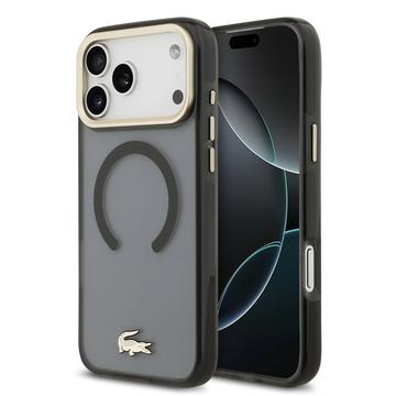 iPhone 17 Pro Max Lacoste Frosted Finish Gold Logo Hybrid Hülle - MagSafe-kompatibel - Schwarz