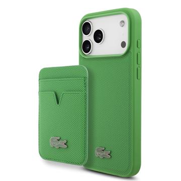 iPhone 17 Pro Max Lacoste Iconic Petit Pique MagSafe Hülle & Magnetische Kartenhalter - Grün