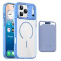 iPhone 17 Pro Max MagSafe Hülle mit Kartenhalter - Blau / Durchsichtig