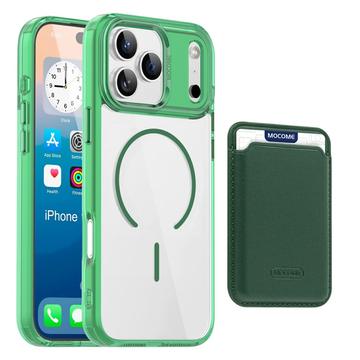 iPhone 17 Pro Max MagSafe Hülle mit Kartenhalter - Grün / Durchsichtig