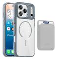 iPhone 17 Pro Max MagSafe Hülle mit Kartenhalter - Grau / Durchsichtig