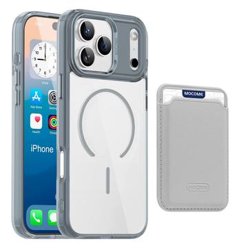 iPhone 17 Pro Max MagSafe Hülle mit Kartenhalter - Grau / Durchsichtig