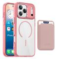 iPhone 17 Pro Max MagSafe Hülle mit Kartenhalter - Pink / Durchsichtig