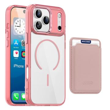 iPhone 17 Pro Max MagSafe Hülle mit Kartenhalter - Pink / Durchsichtig