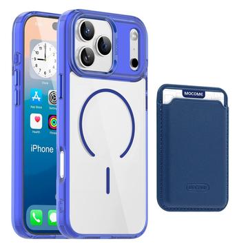 iPhone 17 Pro Max MagSafe Hülle mit Kartenhalter - Saphir / Durchsichtig