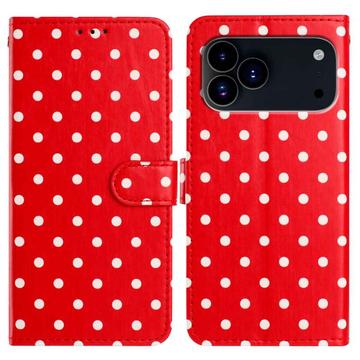 iPhone 17 Pro Max Polka-Dot-Muster Wallet Hülle - Rot