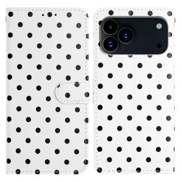iPhone 17 Pro Max Polka-Dot-Muster Wallet Hülle - Weiß