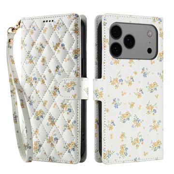 iPhone 17 Pro Max Rhombisches Blumen Wallet Hülle - Gelbe Blumen