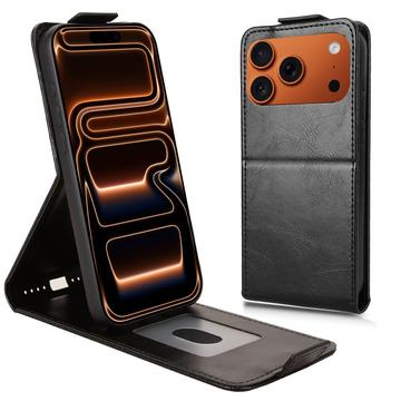 iPhone 17 Pro Max Vertikal Flip Hülle mit Ständer - Schwarz