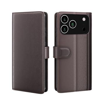 iPhone 17 Pro Max Lederhülle mit Geldbörse und Ständer - Braun