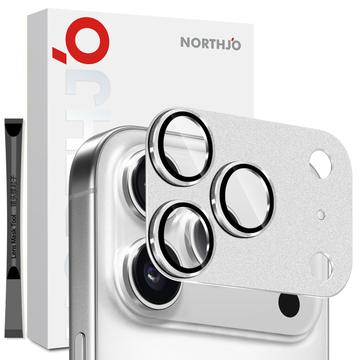 iPhone 17 Pro Northjo Voller Schutz aus mattem Metall und gehärtetem Glas Kamera-Objektivschutz - Silber