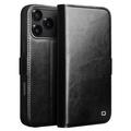 iPhone 17 Pro Qialino Classic Lederhülle mit Geldbörse - Schwarz