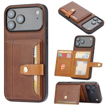 iPhone 17 Pro Retro Style Hülle mit Geldbörse - Braun