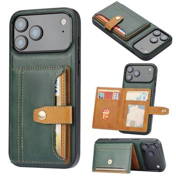 iPhone 17 Pro Retro Style Hülle mit Geldbörse - Grün