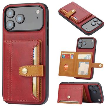 iPhone 17 Pro Retro Style Hülle mit Geldbörse - Rot
