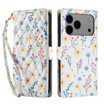 iPhone 17 Pro Rhombisches Blumen Wallet Hülle - Bunte Blumen
