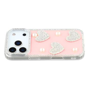 iPhone 17 Pro Glitzernde Liebe und Perle Hybridhülle - Rosa
