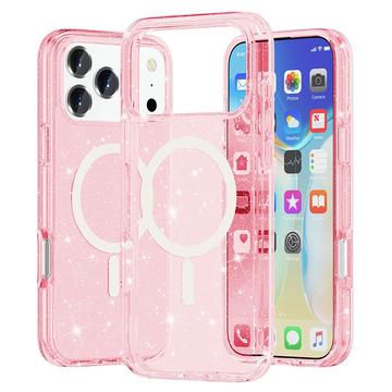 iPhone 17 Pro Stylish Glitter Serie Hybrid Hülle - MagSafe-kompatibel - Rosa