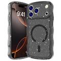 iPhone 17 Pro Wave-Edge Laser Glitter MagSafe Hülle - Schwarz Transluzent
