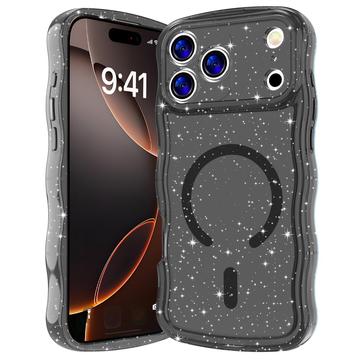 iPhone 17 Pro Wave-Edge Laser Glitter MagSafe Hülle - Schwarz Transluzent
