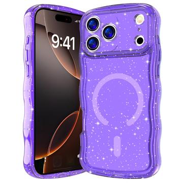 iPhone 17 Pro Wave-Edge Laser Glitter MagSafe Hülle - Transluzent Lila