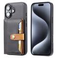 iPhone 17 Retro Style Hülle mit Geldbörse - Schwarz