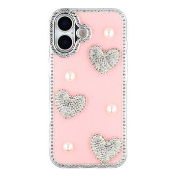 iPhone 17 Glitzernde Liebe und Perle Hybridhülle - Rosa