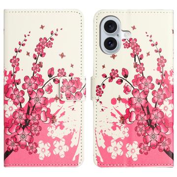 iPhone 17 Style Serie Wallet Hülle - Rosa Blumen
