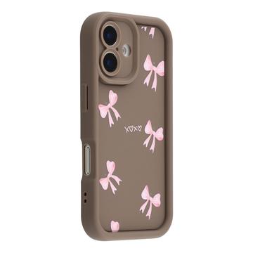 iPhone 17 Stilvolle stoßfest TPU-Hülle mit erhöhten Kanten - Braun / Schleife