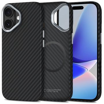iPhone 17 Tech-Protect Ion Carbon-Kunststoffhülle - MagSafe-kompatibel - Schwarz / Silber