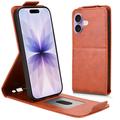 iPhone 17 Vertikal Flip Hülle mit Ständer - Braun