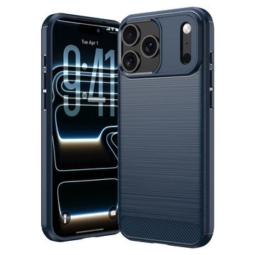 iPhone 18 Pro Gebürstete TPU Hülle - Karbonfaser - blau