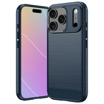 iPhone 18 Pro Max Gebürstete TPU Hülle - Karbonfaser - blau