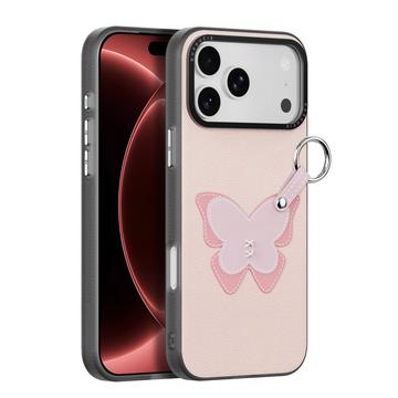iPhone 18 Pro Max Dux Ducis Luvy Hülle mit Fingerring/Handschlaufe - Hellrosa / Schmetterling