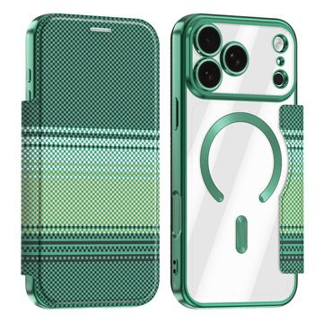 iPhone 18 Pro Max Elegante magnetische Flip-hülle mit RFID-Kartenfächern - Schwarzgrün