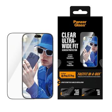 iPhone 17 Pro/18 Pro PanzerGlass Ultra-Wide Fit m. FastFit In-A-Box Panzerglas - 9H - Durchsichtig