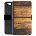 iPhone 5/5S/SE Premium Schutzhülle mit Geldbörse - Holz