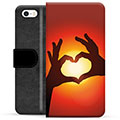 iPhone 5/5S/SE Premium Schutzhülle mit Geldbörse - Herz-Silhouette