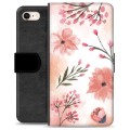 iPhone 7/8/SE (2020)/SE (2022) Premium Schutzhülle mit Geldbörse - Pinke Blumen